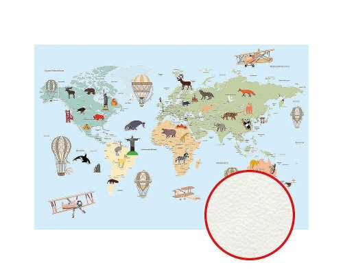 Фреска детская Ortograf Для самых маленьких 33731 Фактура флок FLK Флизелин (4x2,7) Голубой/Разноцветный, Карты