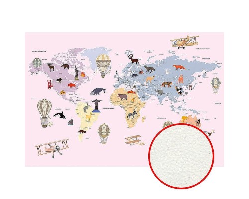 Фреска детская Ortograf Для самых маленьких 33732 Фактура флок FLK Флизелин (4x2,7) Розовый/Разноцветный, Карты