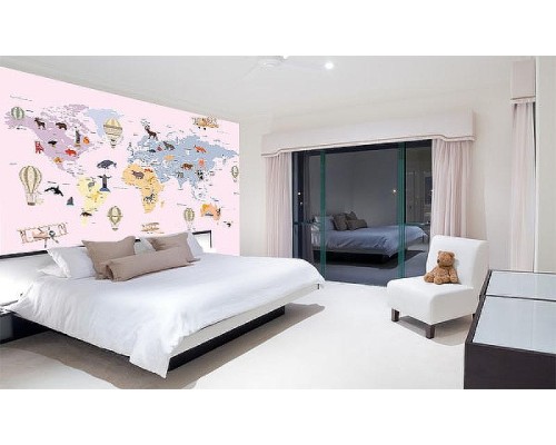 Фреска детская Ortograf Для самых маленьких 33732 Фактура флок FLK Флизелин (4x2,7) Розовый/Разноцветный, Карты