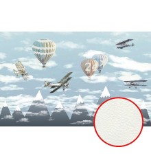 Фреска детская Ortograf Для самых маленьких 33715 Фактура флок FLK Флизелин (4,3x2,7) Голубой, Воздушные шары/Самолеты