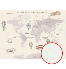 Фреска детская Ortograf Для самых маленьких 33717 Фактура флок FLK Флизелин (3,6x2,7) Бежевый/Серый, Карты/Самолеты