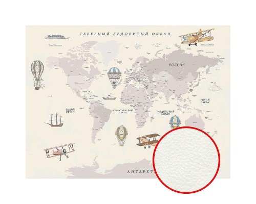 Фреска детская Ortograf Для самых маленьких 33717 Фактура флок FLK Флизелин (3,6x2,7) Бежевый/Серый, Карты/Самолеты