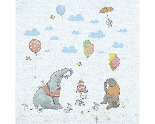 Фреска детская Ortograf Для самых маленьких 33719 Фактура флок FLK Флизелин (2,7x2,7) Голубой/Разноцветный, Животные/Воздушные шары