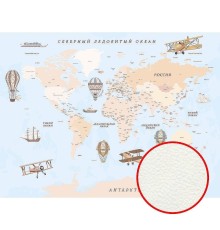 Фреска детская Ortograf Для самых маленьких 33718 Фактура флок FLK Флизелин (3,6x2,7) Голубой/Бежевый, Карты/Самолеты