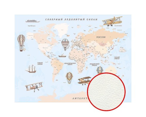 Фреска детская Ortograf Для самых маленьких 33718 Фактура флок FLK Флизелин (3,6x2,7) Голубой/Бежевый, Карты/Самолеты