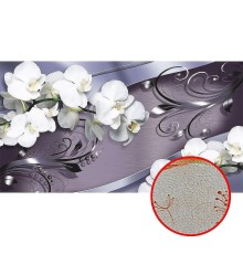 Фреска Ortograf 3D 5491 Фактура бархат золото FX-G Флизелин (5x2,7) Серый/Белый, Цветы