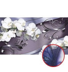 Фреска Ortograf 3D 5491 Фактура бархат серебро FX-S Флизелин (5x2,7) Серый/Белый, Цветы