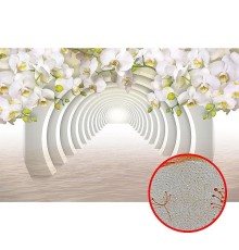 Фреска Ortograf 3D 6648 Фактура бархат золото FX-G Флизелин (3,24x2,1) Белый, Цветы/Абстракция