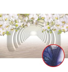 Фреска Ortograf 3D 6648 Фактура бархат серебро FX-S Флизелин (3,24x2,1) Белый, Цветы/Абстракция