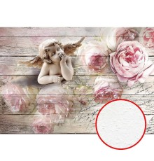 Фреска Ortograf 3D 6649 Фактура бархат FX Флизелин (4x2,8) Бежевый/Розовый, Цветы/Ангелы