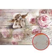 Фреска Ortograf 3D 6649 Фактура бархат золото FX-G Флизелин (4x2,8) Бежевый/Розовый, Цветы/Ангелы