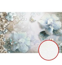 Фреска Ortograf 3D 6654 Фактура бархат FX Флизелин (2,95x1,96) Голубой/Бежевый, Цветы