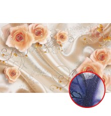 Фреска Ortograf 3D 6651 Фактура бархат серебро FX-S Флизелин (3,1x1,95) Оранжевый/Бежевый, Цветы