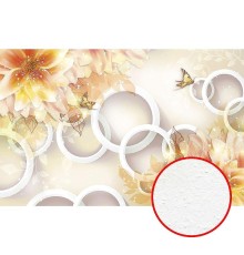 Фреска Ortograf 3D 6652 Фактура бархат FX Флизелин (3,3x2,1) Оранжевый/Белый, Цветы/Абстракция