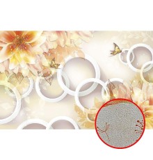 Фреска Ortograf 3D 6652 Фактура бархат золото FX-G Флизелин (3,3x2,1) Оранжевый/Белый, Цветы/Абстракция