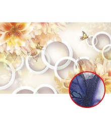 Фреска Ortograf 3D 6652 Фактура бархат серебро FX-S Флизелин (3,3x2,1) Оранжевый/Белый, Цветы/Абстракция