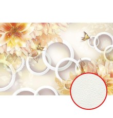 Фреска Ortograf 3D 6652 Фактура флок FLK Флизелин (3,3x2,1) Оранжевый/Белый, Цветы/Абстракция