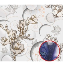 Фреска Ortograf 3D 30738 Фактура бархат серебро FX-S Флизелин (3x2,7) Белый/Бежевый, Цветы/Абстракция