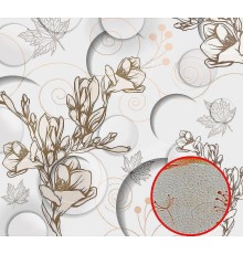 Фреска Ortograf 3D 30738 Фактура бархат золото FX-G Флизелин (3x2,7) Белый/Бежевый, Цветы/Абстракция