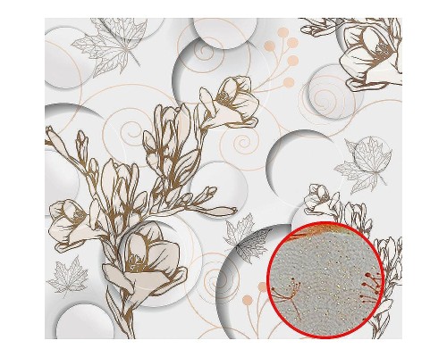 Фреска Ortograf 3D 30738 Фактура бархат золото FX-G Флизелин (3x2,7) Белый/Бежевый, Цветы/Абстракция