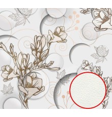 Фреска Ortograf 3D 30738 Фактура флок FLK Флизелин (3x2,7) Белый/Бежевый, Цветы/Абстракция