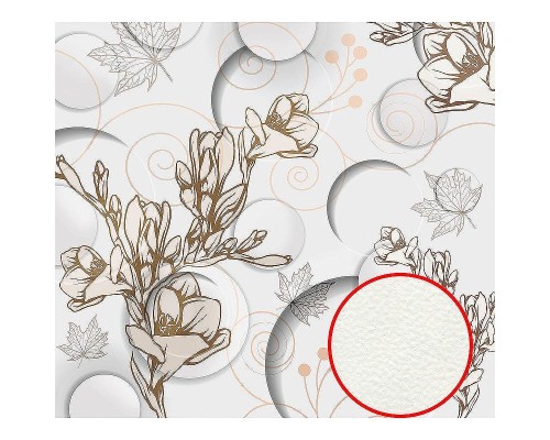 Фреска Ortograf 3D 30738 Фактура флок FLK Флизелин (3x2,7) Белый/Бежевый, Цветы/Абстракция
