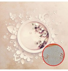 Фреска Ortograf 3D 30746 Фактура бархат золото FX-G Флизелин (2,7x2,7) Розовый, Цветы/Абстракция