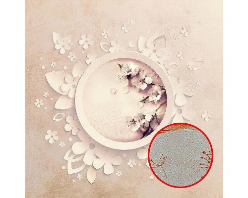 Фреска Ortograf 3D 30746 Фактура бархат золото FX-G Флизелин (2,7x2,7) Розовый, Цветы/Абстракция