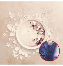 Фреска Ortograf 3D 30746 Фактура бархат серебро FX-S Флизелин (2,7x2,7) Розовый, Цветы/Абстракция