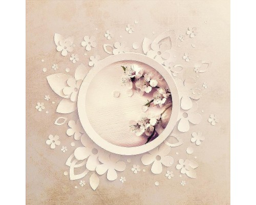 Фреска Ortograf 3D 30746 Фактура бархат серебро FX-S Флизелин (2,7x2,7) Розовый, Цветы/Абстракция