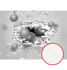 Фреска Ortograf 3D 21069 Фактура бархат FX Флизелин (3,7x2,7) Белый/Серый, Кирпич/Абстракция