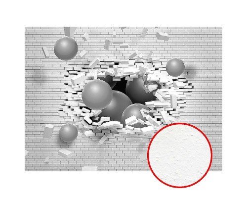 Фреска Ortograf 3D 21069 Фактура бархат FX Флизелин (3,7x2,7) Белый/Серый, Кирпич/Абстракция