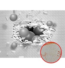 Фреска Ortograf 3D 21069 Фактура бархат золото FX-G Флизелин (3,7x2,7) Белый/Серый, Кирпич/Абстракция