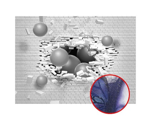 Фреска Ortograf 3D 21069 Фактура бархат серебро FX-S Флизелин (3,7x2,7) Белый/Серый, Кирпич/Абстракция