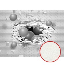 Фреска Ortograf 3D 21069 Фактура флок FLK Флизелин (3,7x2,7) Белый/Серый, Кирпич/Абстракция