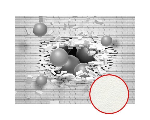 Фреска Ortograf 3D 21069 Фактура флок FLK Флизелин (3,7x2,7) Белый/Серый, Кирпич/Абстракция