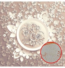 Фреска Ortograf 3D 30747 Фактура бархат золото FX-G Флизелин (2,7x2,7) Бежевый, Цветы/Абстракция