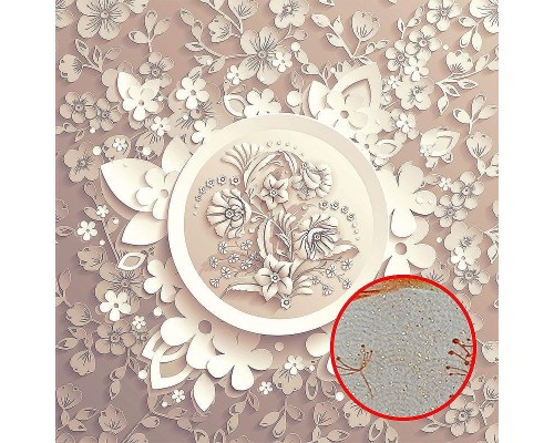 Фреска Ortograf 3D 30747 Фактура бархат золото FX-G Флизелин (2,7x2,7) Бежевый, Цветы/Абстракция