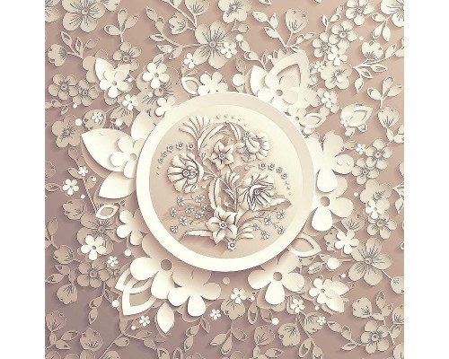 Фреска Ortograf 3D 30747 Фактура бархат золото FX-G Флизелин (2,7x2,7) Бежевый, Цветы/Абстракция
