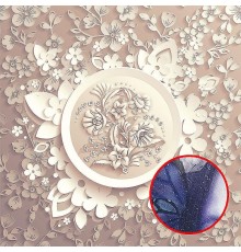 Фреска Ortograf 3D 30747 Фактура бархат серебро FX-S Флизелин (2,7x2,7) Бежевый, Цветы/Абстракция