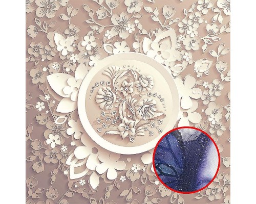 Фреска Ortograf 3D 30747 Фактура бархат серебро FX-S Флизелин (2,7x2,7) Бежевый, Цветы/Абстракция