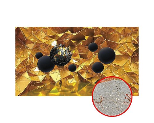 Фреска Ortograf 3D 21097 Фактура бархат золото FX-G Флизелин (4,8x2,7) Золото/Черный, Абстракция