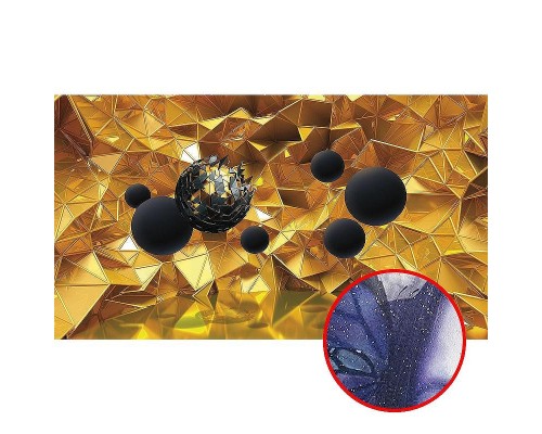 Фреска Ortograf 3D 21097 Фактура бархат серебро FX-S Флизелин (4,8x2,7) Золото/Черный, Абстракция