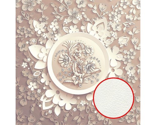 Фреска Ortograf 3D 30747 Фактура флок FLK Флизелин (2,7x2,7) Бежевый, Цветы/Абстракция