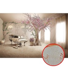 Фреска Ortograf 3D 33032 Фактура бархат золото FX-G Флизелин (4,1x2,7) Бежевый/Розовый, Интерьер/Цветы/Деревья