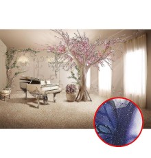 Фреска Ortograf 3D 33032 Фактура бархат серебро FX-S Флизелин (4,1x2,7) Бежевый/Розовый, Интерьер/Цветы/Деревья