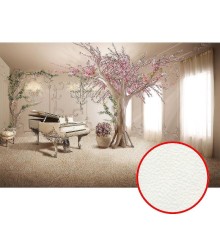 Фреска Ortograf 3D 33032 Фактура флок FLK Флизелин (4,1x2,7) Бежевый/Розовый, Интерьер/Цветы/Деревья