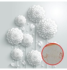 Фреска Ortograf 3D 30473 Фактура бархат золото FX-G Флизелин (2,7x2,7) Белый, Цветы