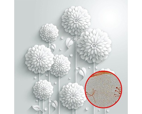 Фреска Ortograf 3D 30473 Фактура бархат золото FX-G Флизелин (2,7x2,7) Белый, Цветы