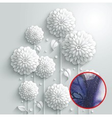 Фреска Ortograf 3D 30473 Фактура бархат серебро FX-S Флизелин (2,7x2,7) Белый, Цветы